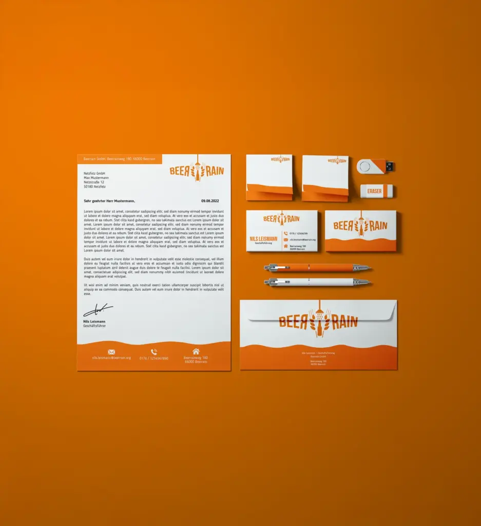 Corporate Design für das Uniprojkt, eines fiktiven Unternehmens "Beerrain"